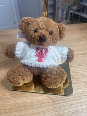 Natasha Couture Gold Keyring with Brown Plush Charm